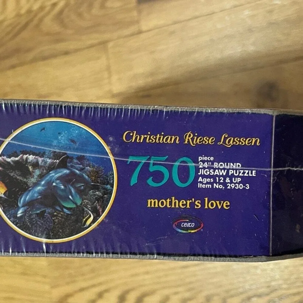 Christian Riese Lassen Mother's Love Dolphin Ocean 750 Piece Round Jigsaw Puzzle
